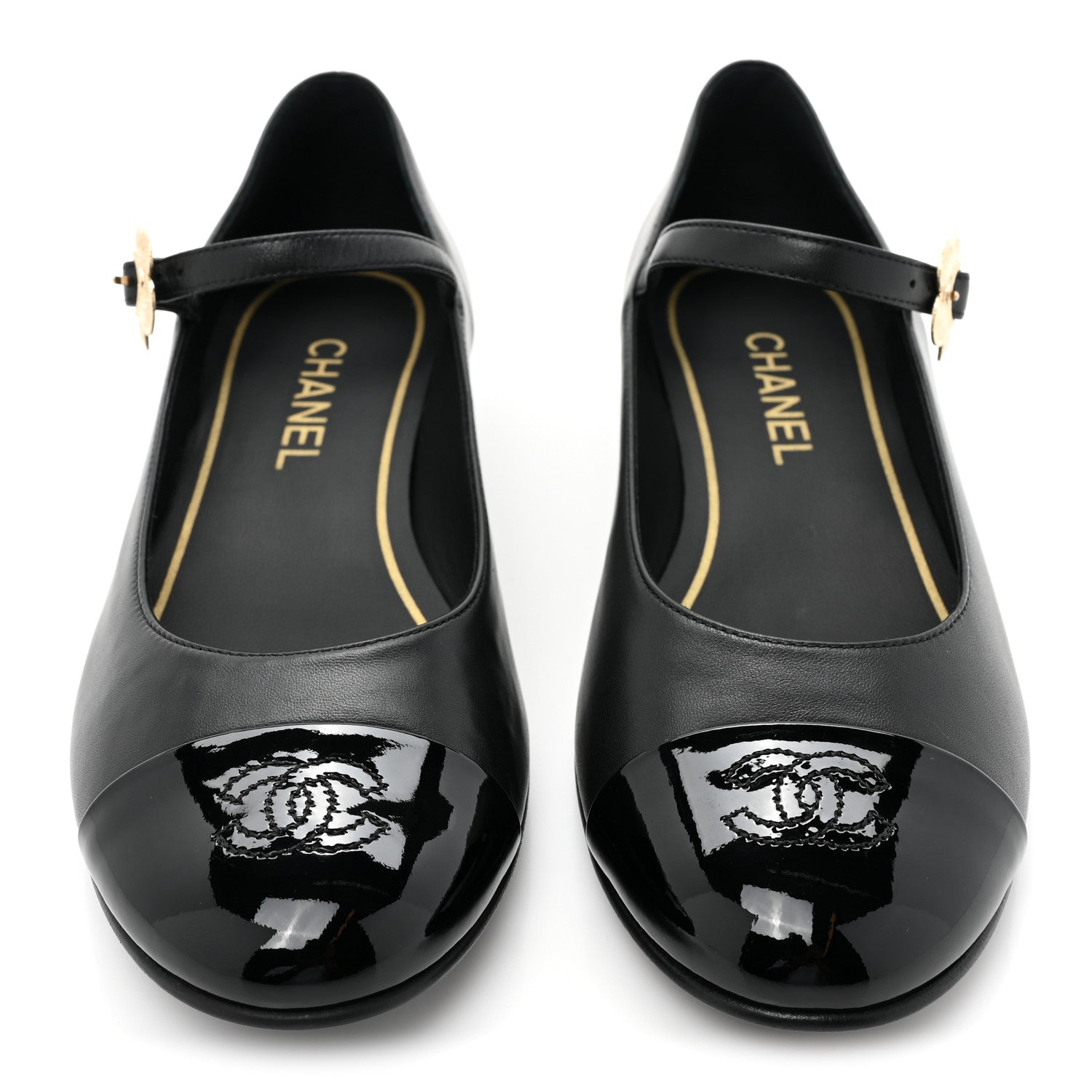 Chanel Lambskin Patent Cap Toe Mary Jane Flats 39.5 Black 2 of 9