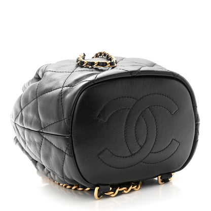 Chanel Calfskin Quilted CC Chain Bucket Backpack Black 4 of 10
