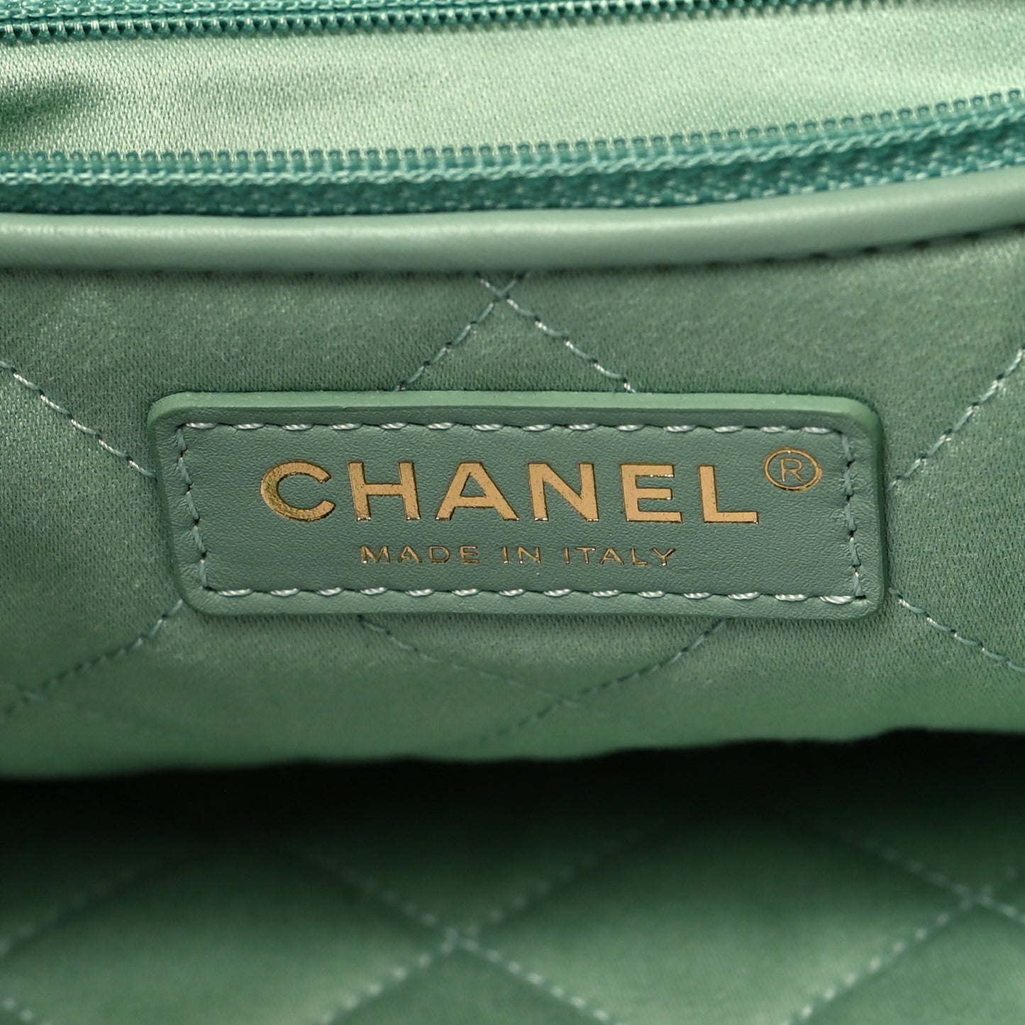 Shiny Calfskin Quilted Chanel 22 Light Green
