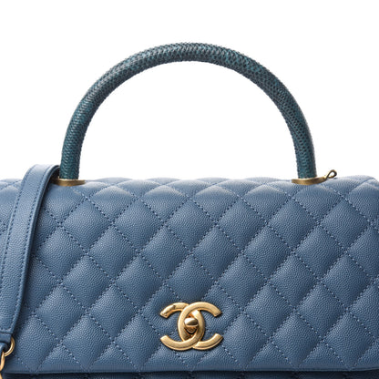 Chanel Caviar Lizard Quilted Small Coco Handle Flap Blue 10 of 10