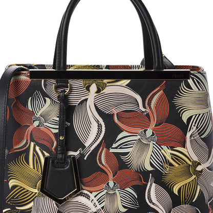Fendi Calfskin Orchid Petite 2Jours Tote Black Multicolor 10 of 10
