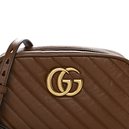 Gucci Glazed Calfskin Matelasse Diagonal Small GG Marmont Chain Shoulder Bag Cuir 9 of 13