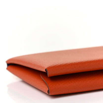 Hermes Epsom Verso Calvi Duo Card Case Orange Poppy Bleu Electrique 7 of 9