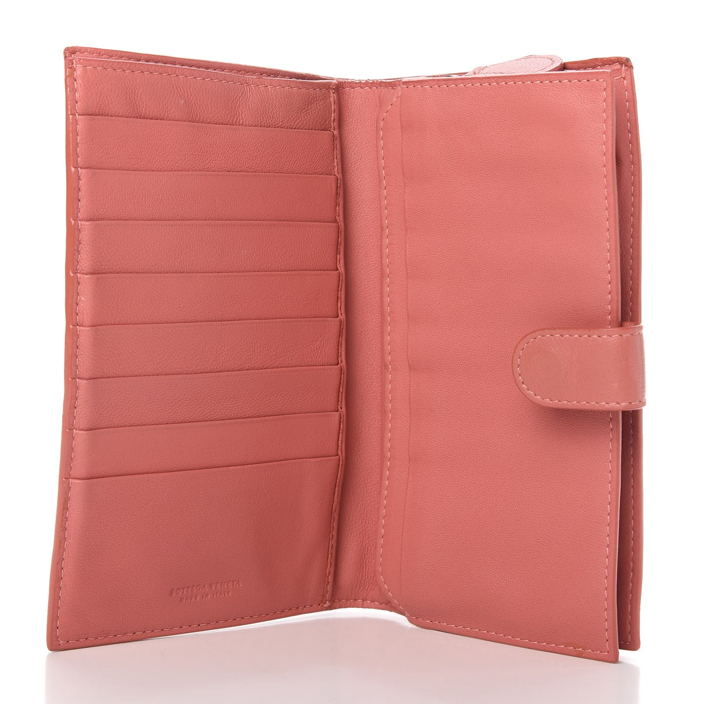 Nappa Intrecciato Continental Snap Wallet Corallo