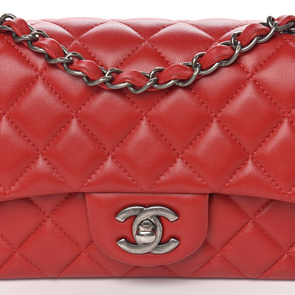 Chanel Lambskin Quilted Mini Rectangular Flap Red 9 of 14
