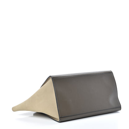Celine Crocodile Embossed Calfskin Suede Medium Trapeze Taupe 4 of 19