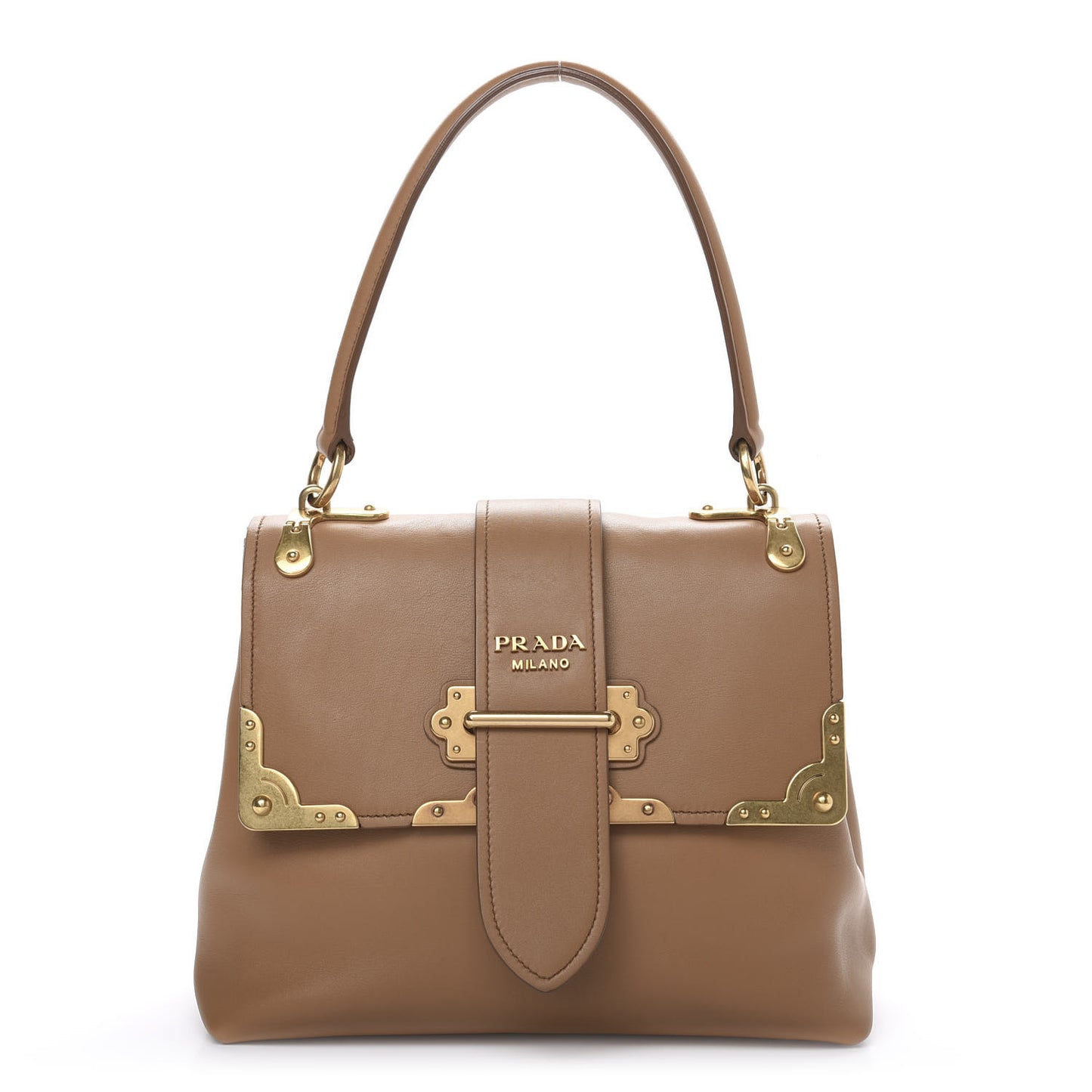 City Calfskin Cahier Top Handle Bag Caramel