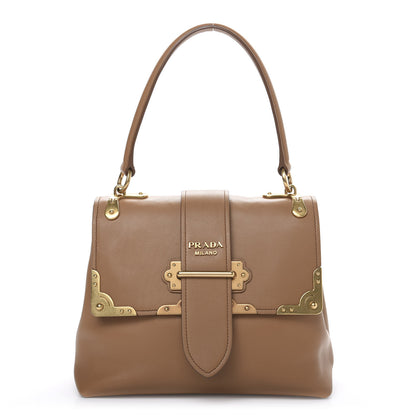 Prada City Calfskin Cahier Top Handle Bag Caramel 1 of 12
