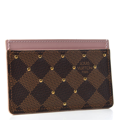 Louis Vuitton Damier Ebene Studded Card Holder Rose Ballerine 3 of 6