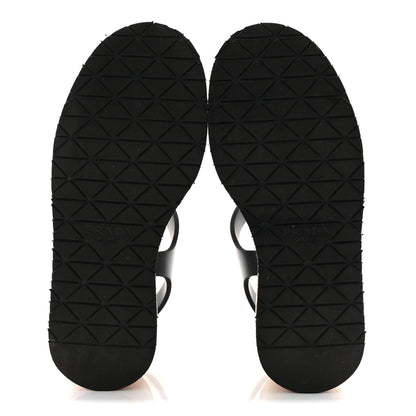 Prada Foam Rubber Cork Triangle Logo Platform Cage Sandals 38 Black 6 of 10