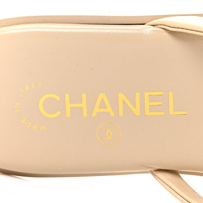Chanel Goatskin CC Times Square Thong Sandals 38 Beige 8 of 9