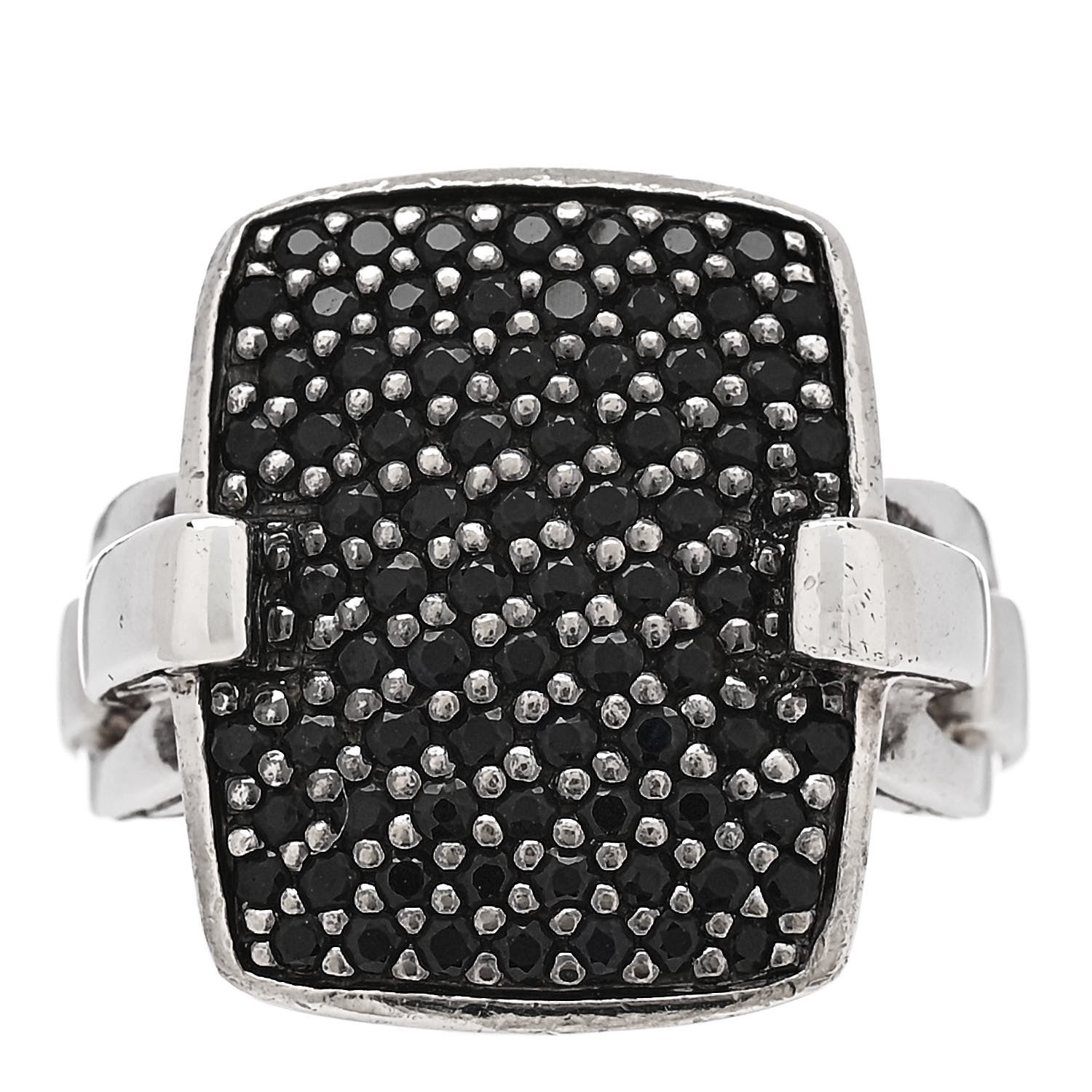 John Hardy Sterling Silver Black Sapphire Classic Chain Lava Ring 54 7 1 of 6