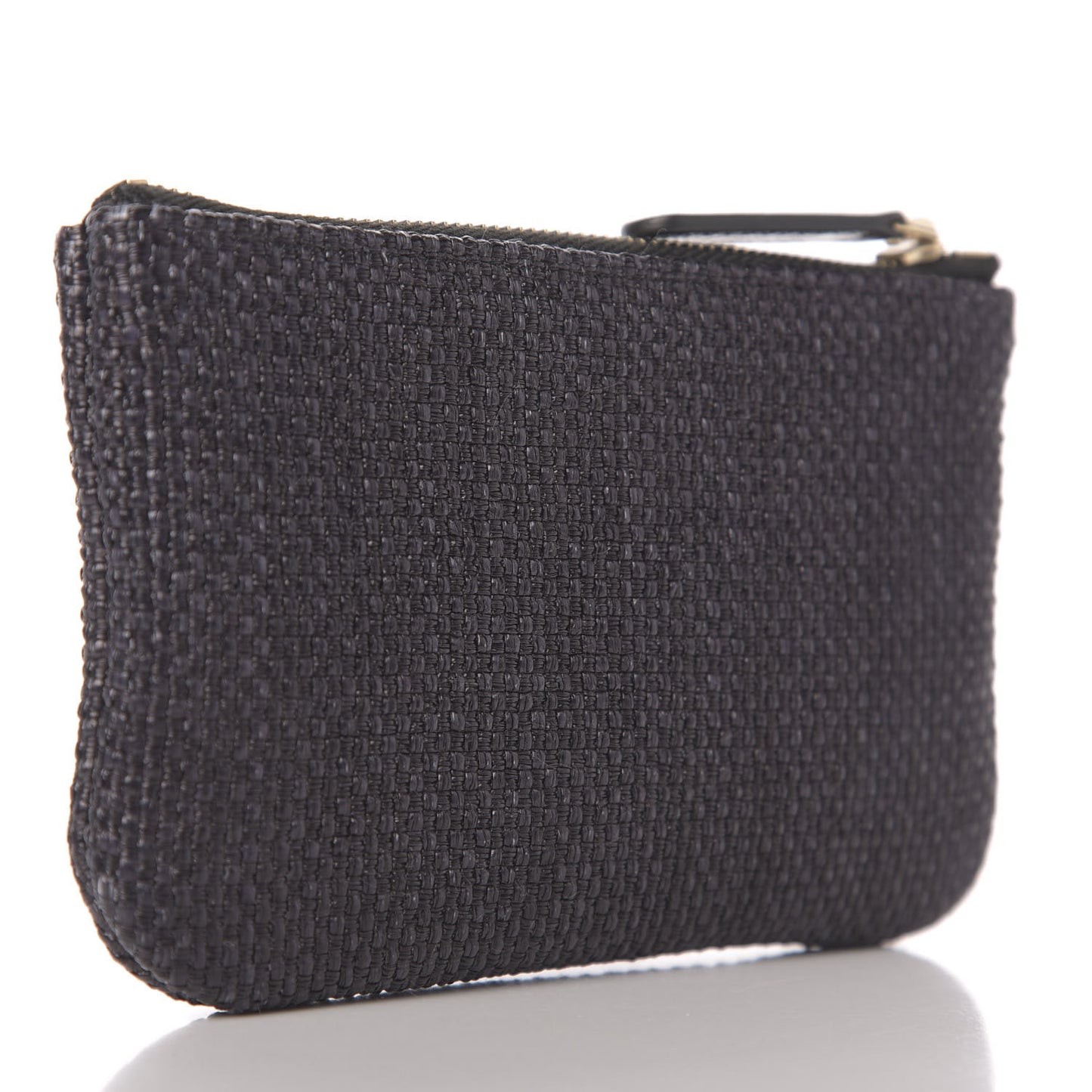 Woven Straw Raffia Deauville Cosmetic Pouch Black