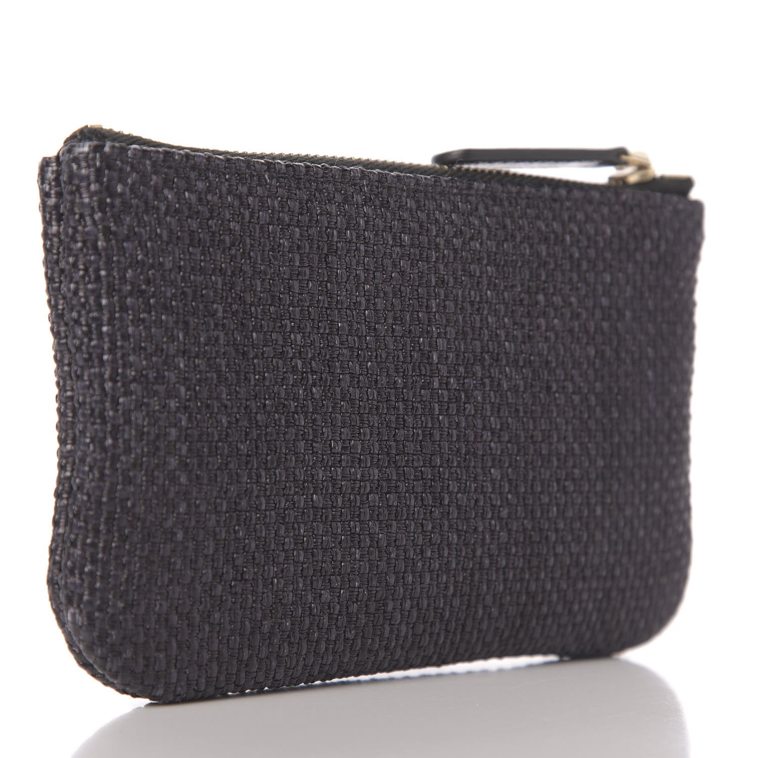 Chanel Woven Straw Raffia Deauville Cosmetic Pouch Black 3 of 8