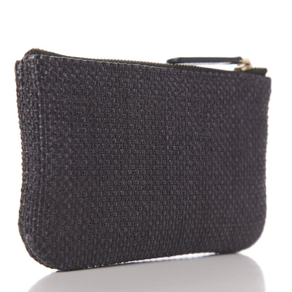Chanel Woven Straw Raffia Deauville Cosmetic Pouch Black 3 of 8