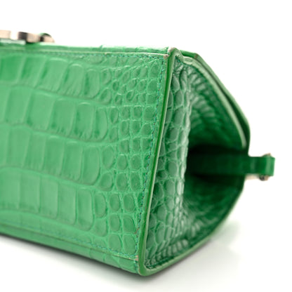 Balenciaga Shiny Calfskin Crocodile Embossed Small Hourglass Top Handle Bag Leaf Green 11 of 20