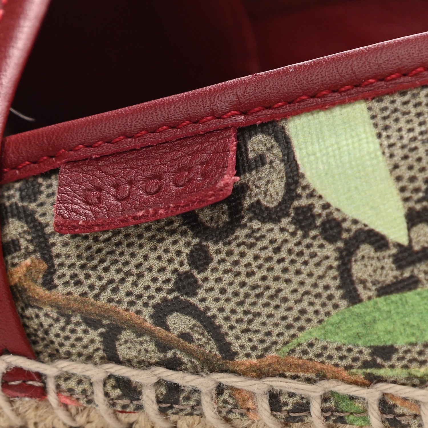 Gucci GG Supreme Monogram Tian Womens Espadrilles 35 Beige Multicolor Red 9 of 9