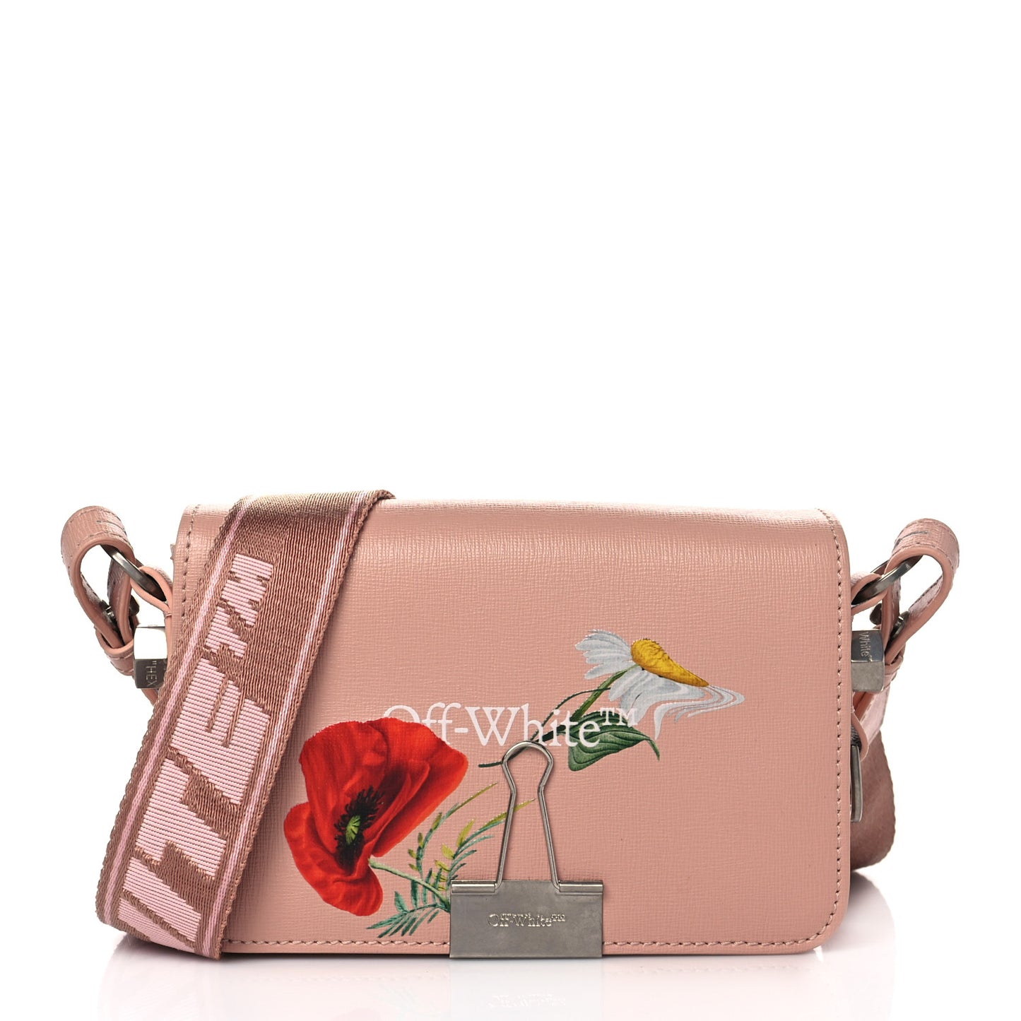 Saffiano Floral Printed Mini Diag Binder Clip Bag Pink Multicolor