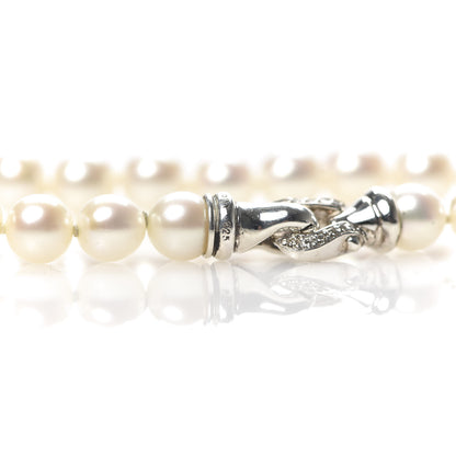 David Yurman Sterling Silver Diamond Pearl 6-6.5mm Buckle Necklace 6 of 6