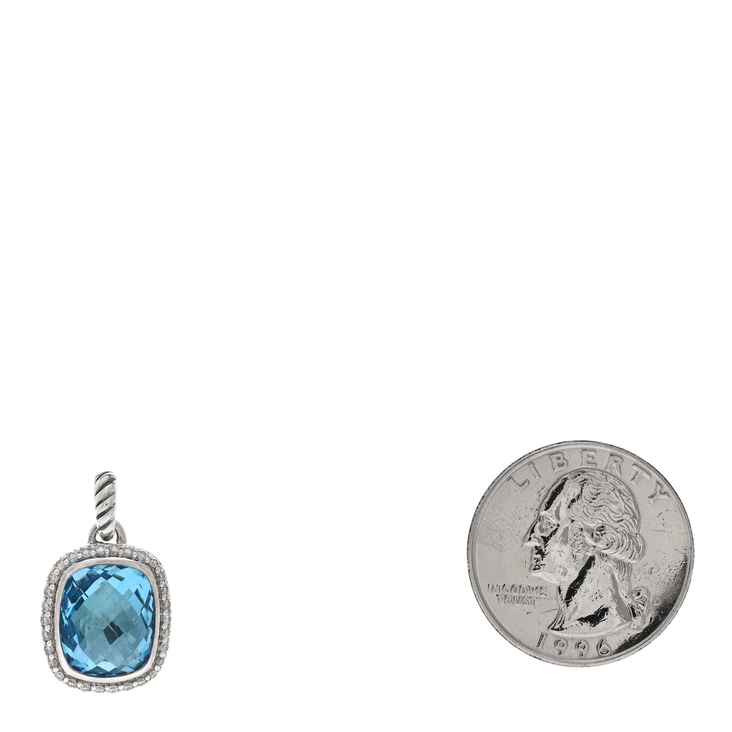 Sterling Silver Diamond Blue Topaz Noblesse Enhancer Pendant