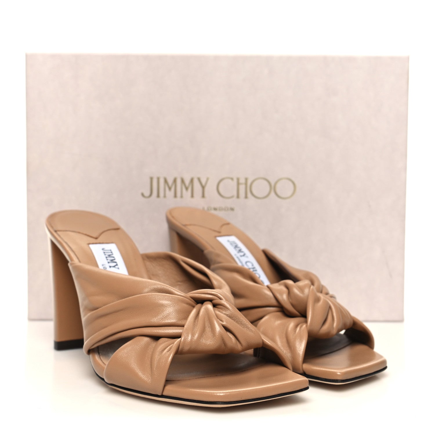 Jimmy Choo Nappa Avenue 85 Mules 37.5 Biscuit 9 of 9