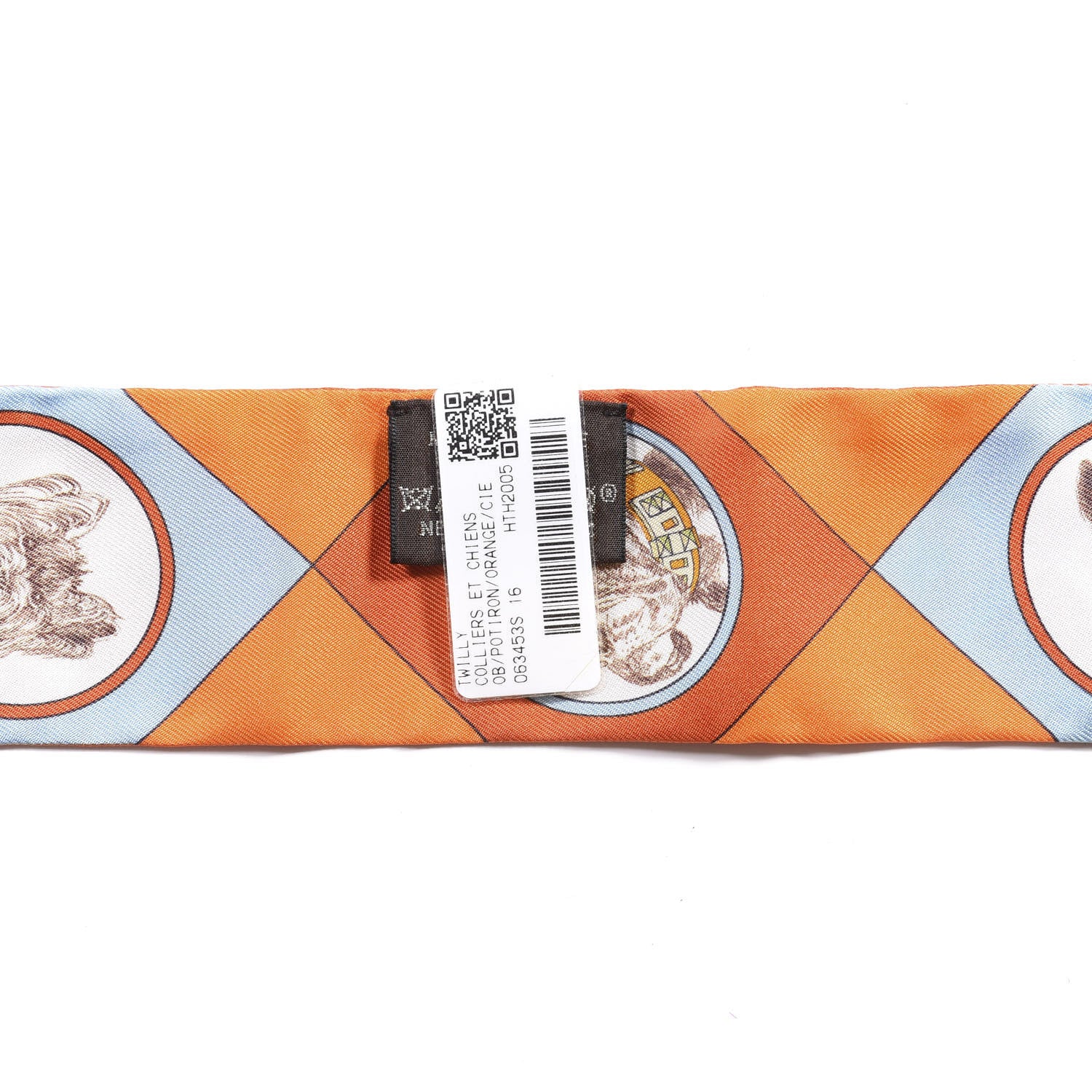 Hermes Silk Colliers Et Chiens Twilly Potiron Orange Ciel 2 of 5