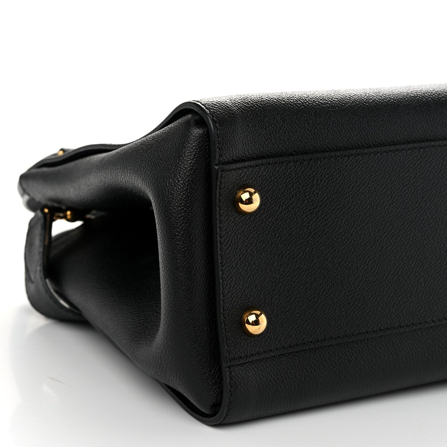 Soft Grain Calfskin Medium Buckle Tote Black