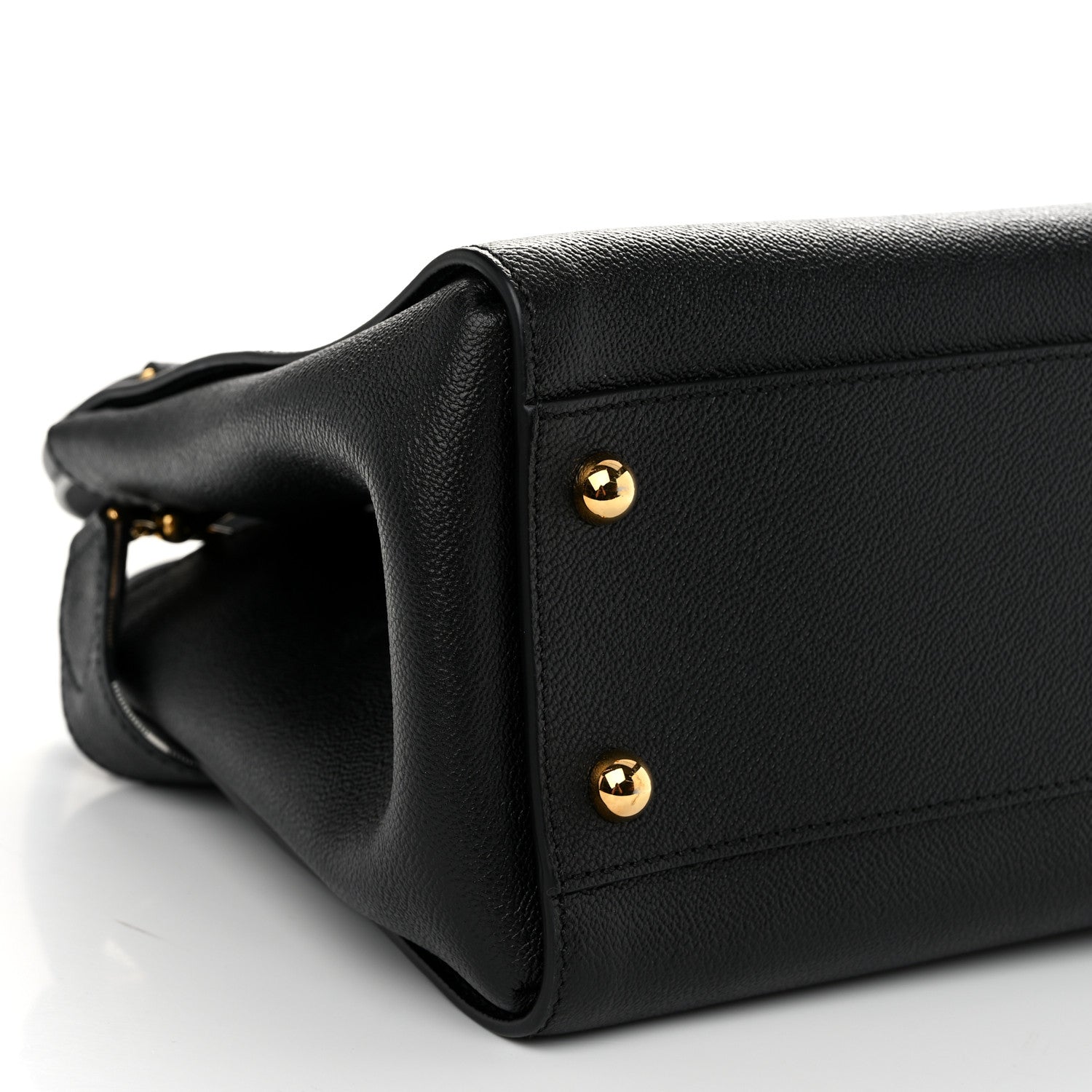 Burberry Soft Grain Calfskin Medium Buckle Tote Black 10 of 12