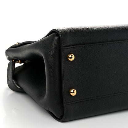Burberry Soft Grain Calfskin Medium Buckle Tote Black 10 of 12