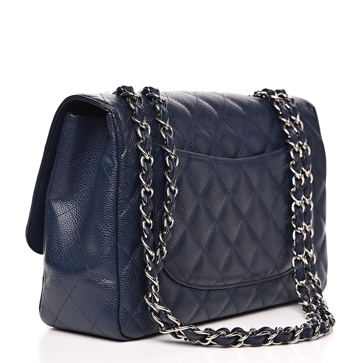 Chanel Caviar Quilted Jumbo Single Flap Dark Blue 3 of 12