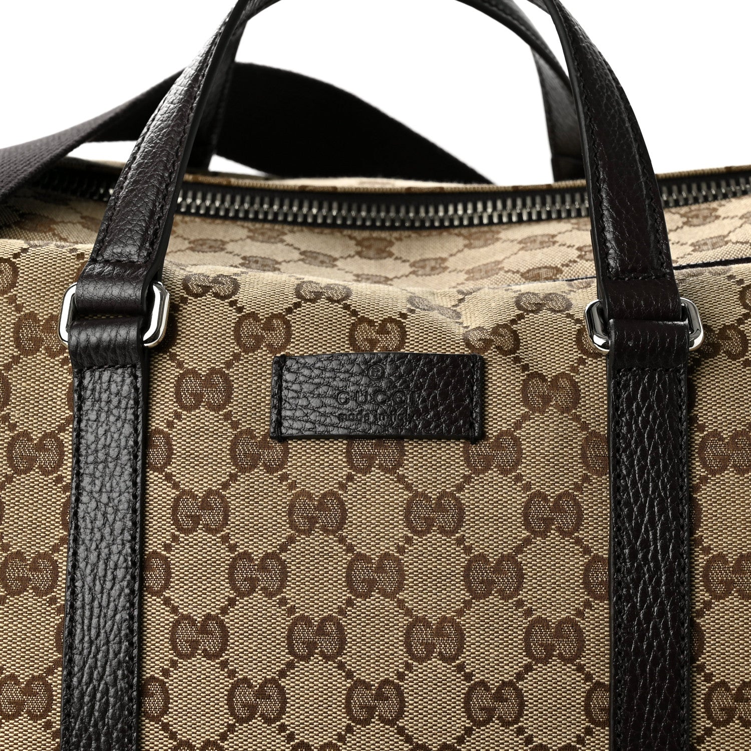 Gucci Monogram Dollar Calfskin Large Boston Duffle Bag Beige Ebony Testa di Moro Marrone Scuro 8 of 10