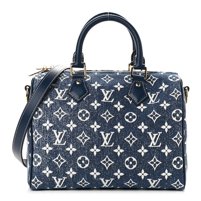 Louis Vuitton Monogram Jacquard Denim Speedy Bandouliere 25 Bleu 1 of 9
