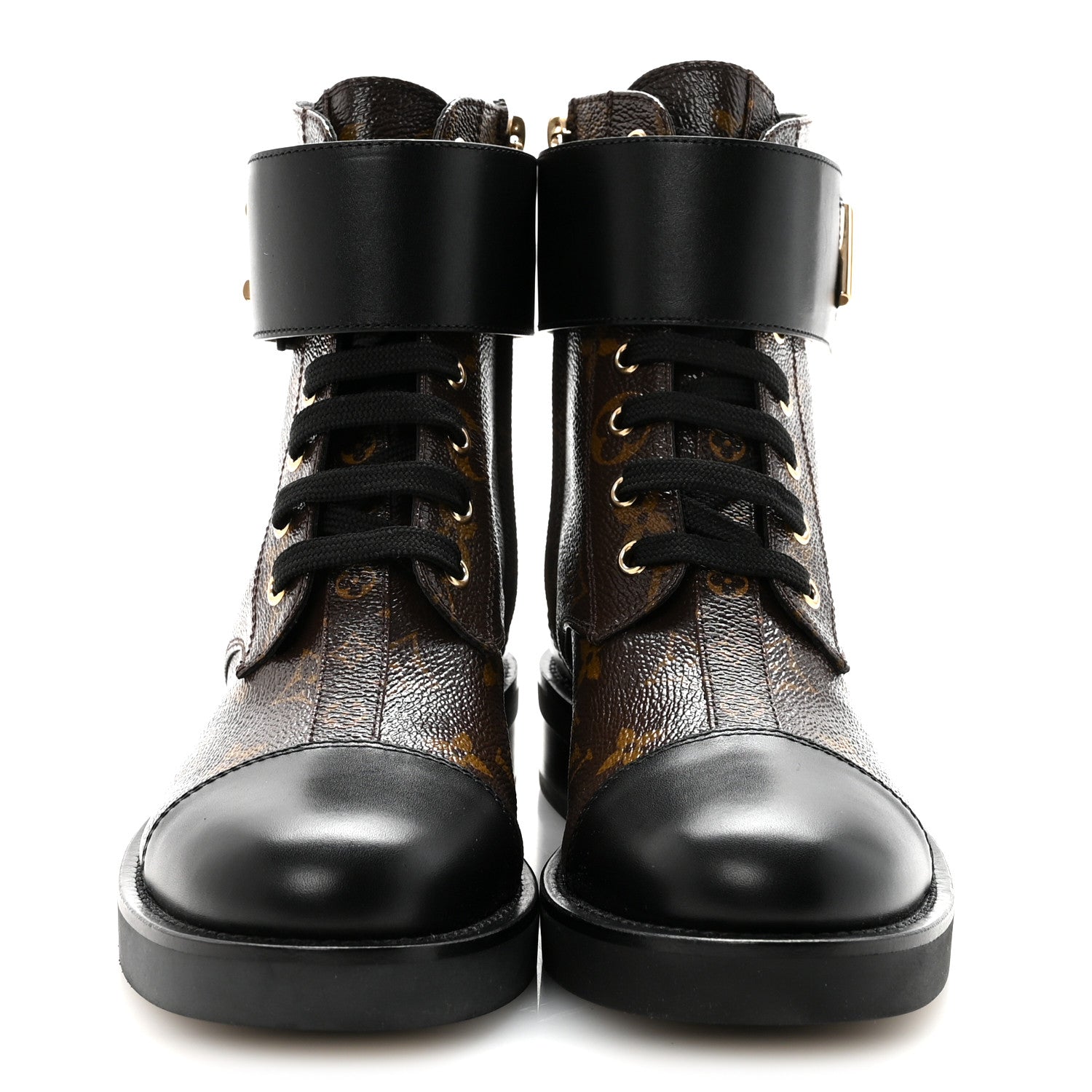 Louis Vuitton Calfskin Monogram Wonderland Flat Ranger Boots 37 Black 3 of 8