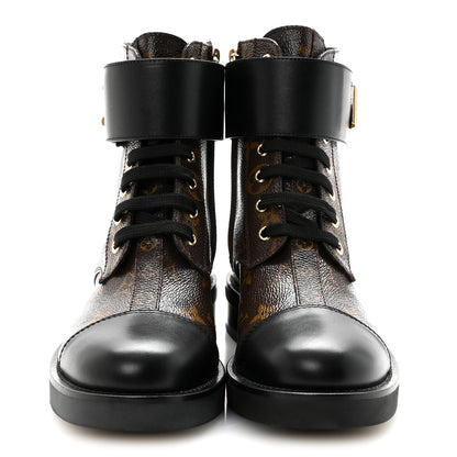 Louis Vuitton Calfskin Monogram Wonderland Flat Ranger Boots 37 Black 3 of 8