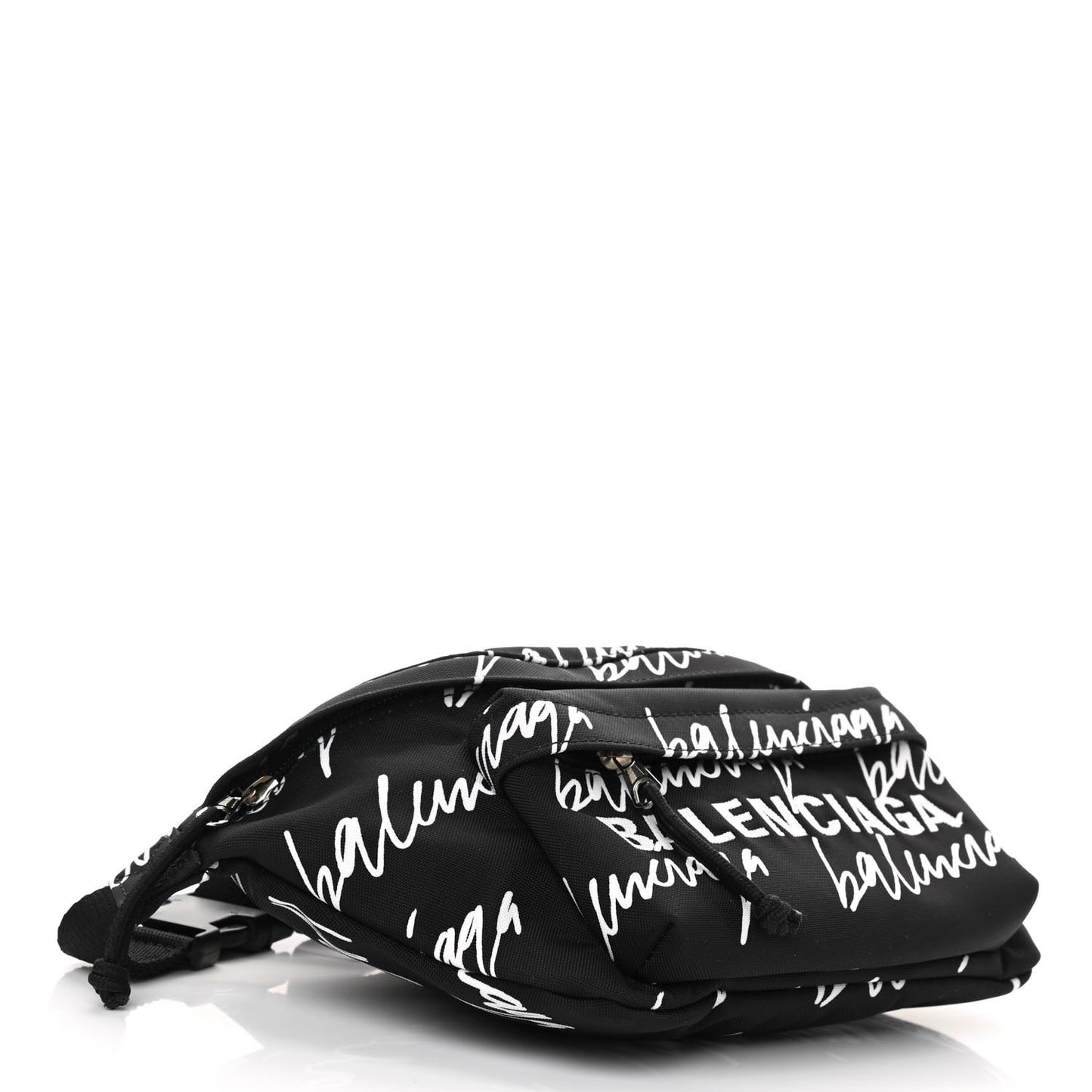Recycled Sport Nylon Scribble Logo Wheel Beltpack Black White