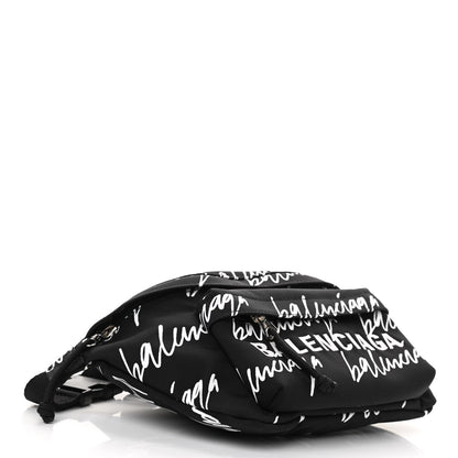 Balenciaga Recycled Sport Nylon Scribble Logo Wheel Beltpack Black White 4 of 10
