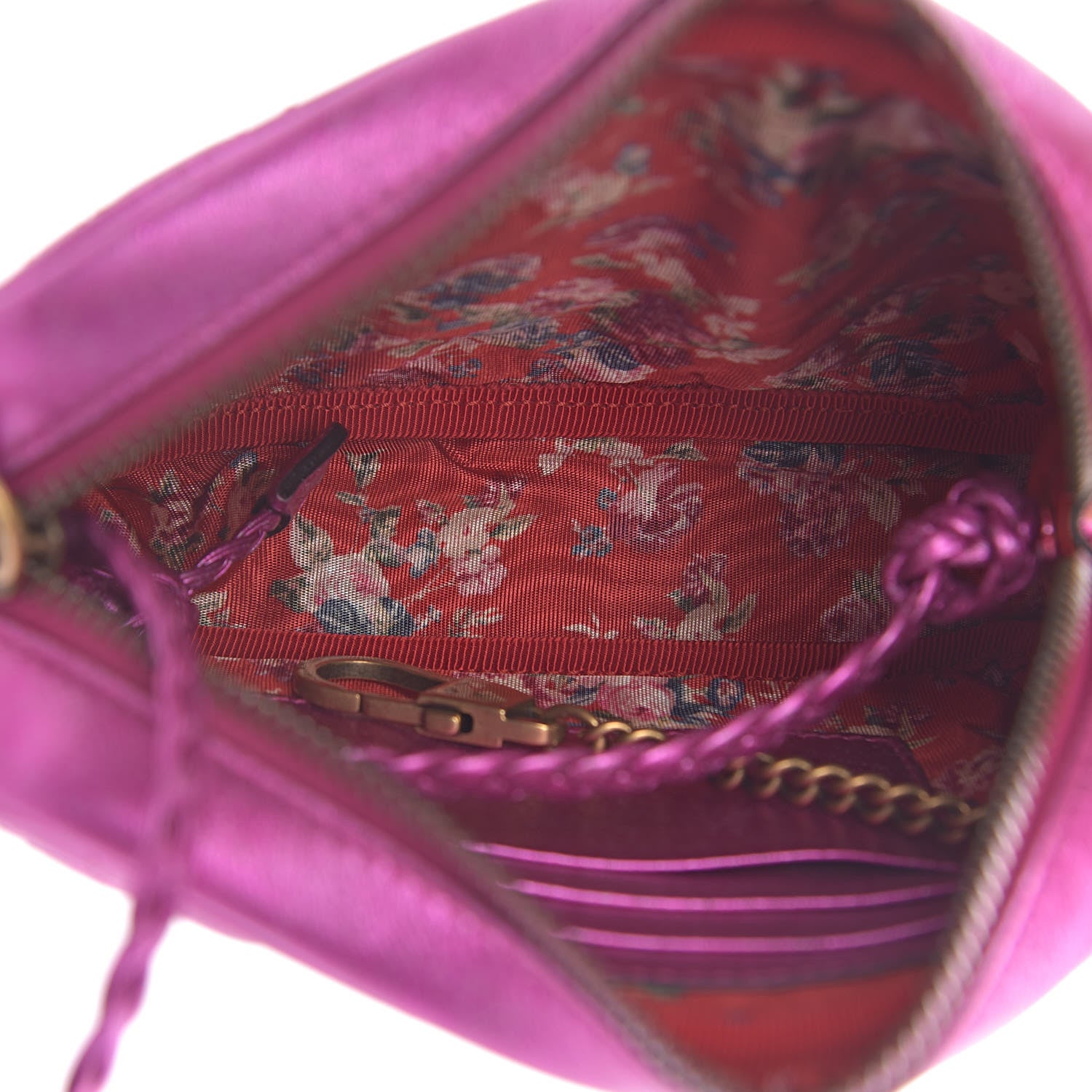 Gucci Laminated Nappa Trapuntata Mini Zumi Shoulder Bag Fuxia 5 of 9