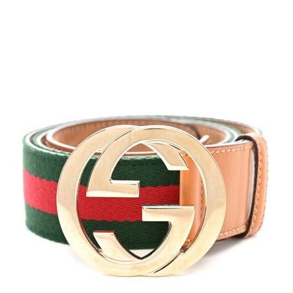 Gucci Calfskin Web Interlocking G Belt 85 34 Green Red 1 of 5
