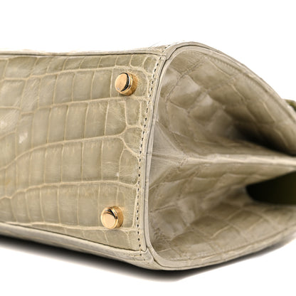 Salvatore Ferragamo Crocodile Gancini 2-Way Top Handle Bag Olive 8 of 13