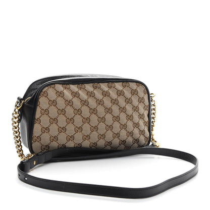 Gucci Monogram Matelasse Diagonal Small GG Marmont Chain Shoulder Bag Beige Black 3 of 10