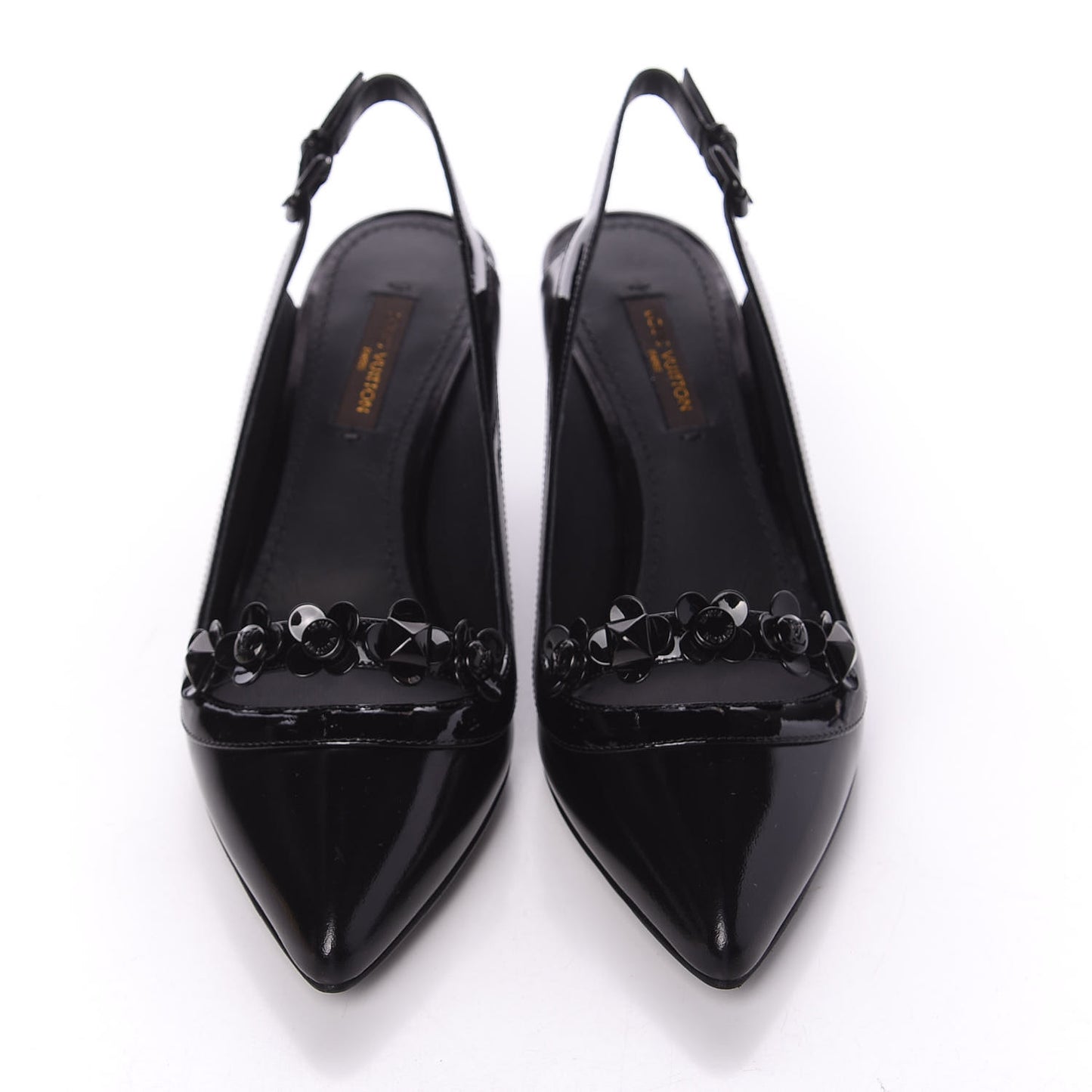 Patent Calfskin Slingback Pumps 35 Black