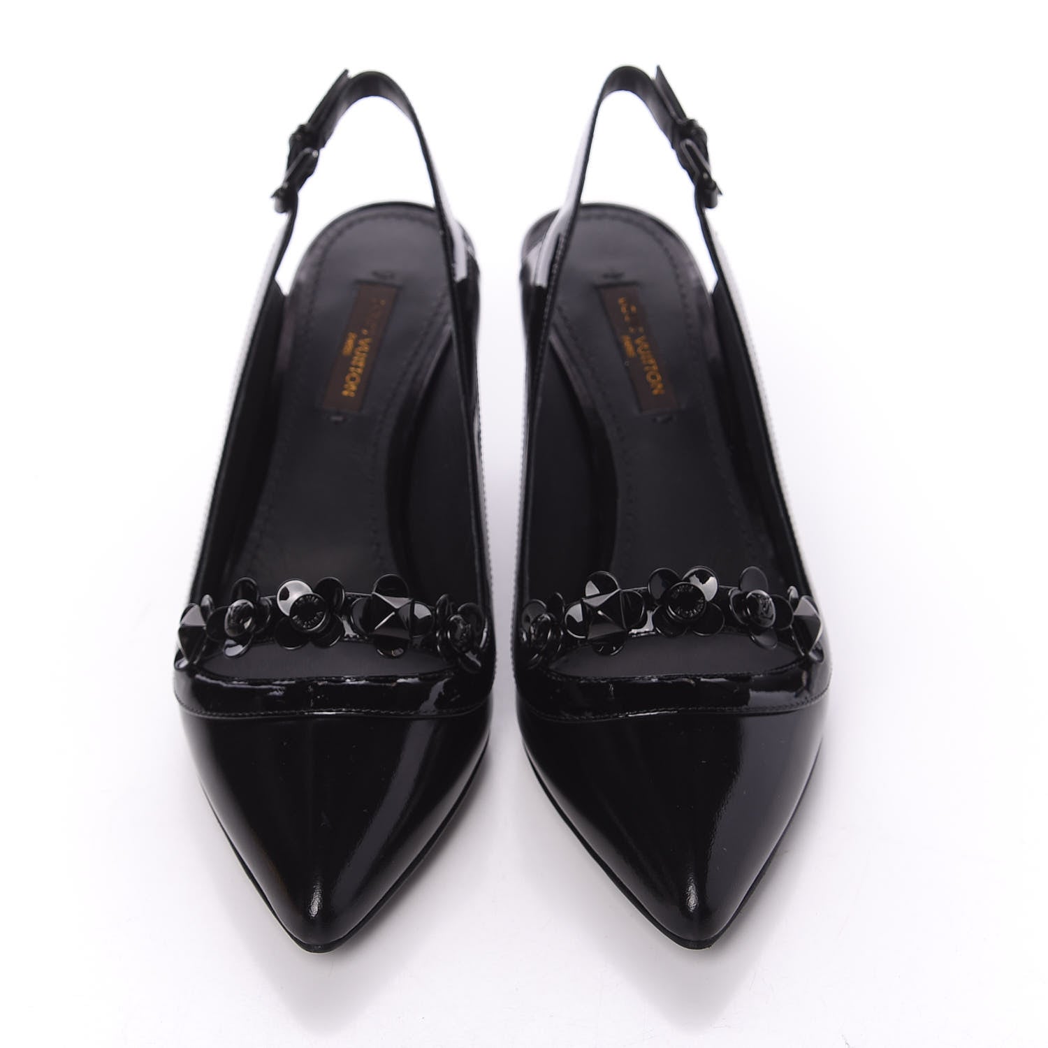 Louis Vuitton Patent Calfskin Slingback Pumps 35 Black 5 of 9