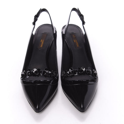 Louis Vuitton Patent Calfskin Slingback Pumps 35 Black 5 of 9