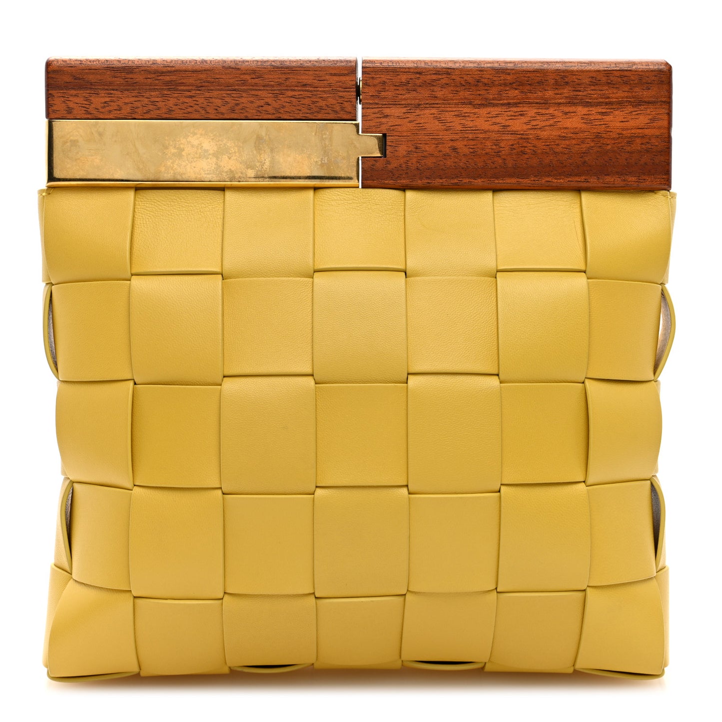 Nappa Intrecciato The Snap Clutch Acorn Gold