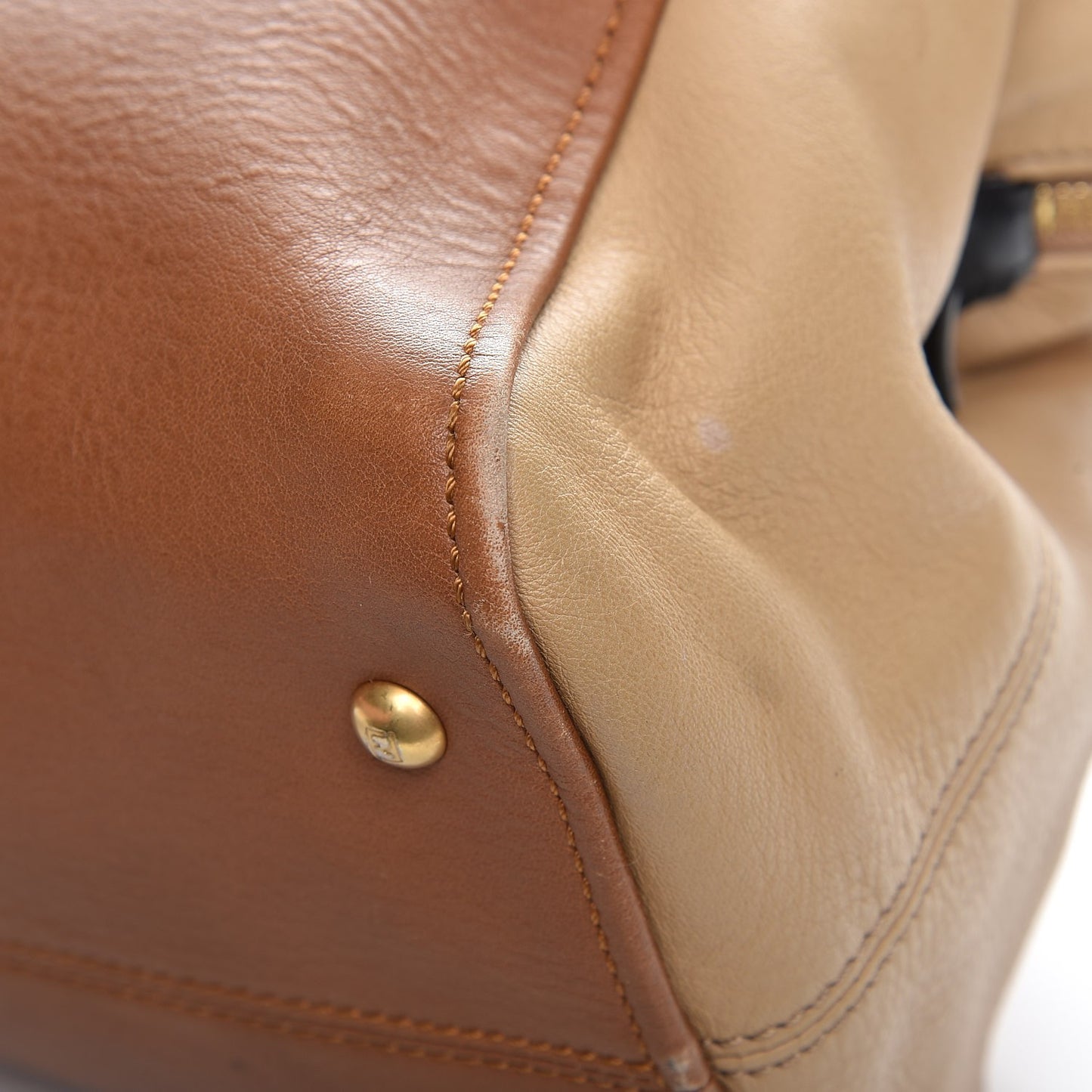 Calfskin Large Chameleon Tote Cognac Camel Black
