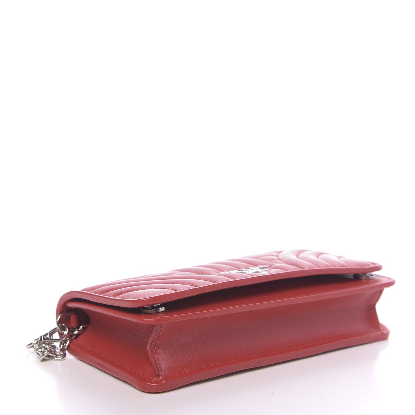 Soft Calfskin Impunture Diagramme Chain Wallet Rosso