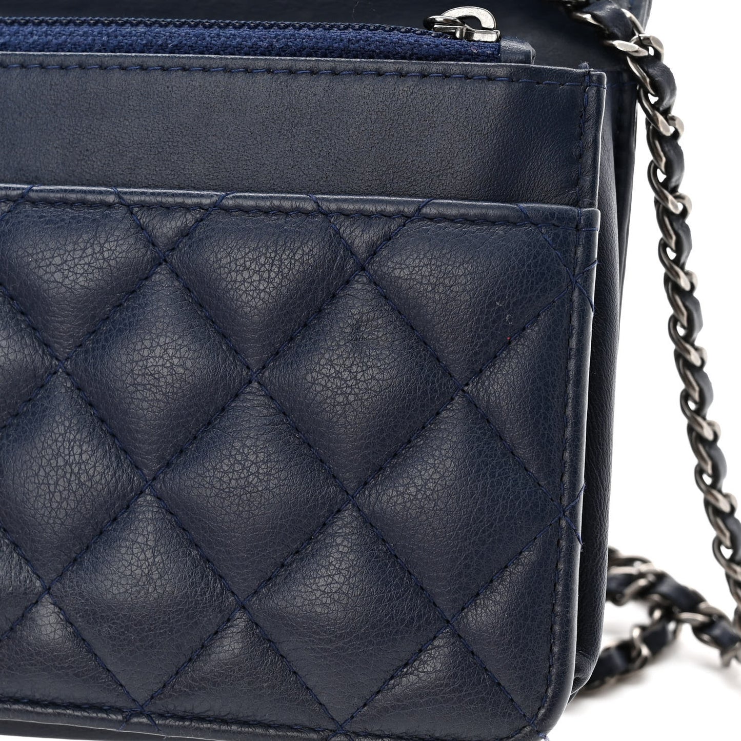 Caviar Quilted Boy Wallet On Chain WOC Navy