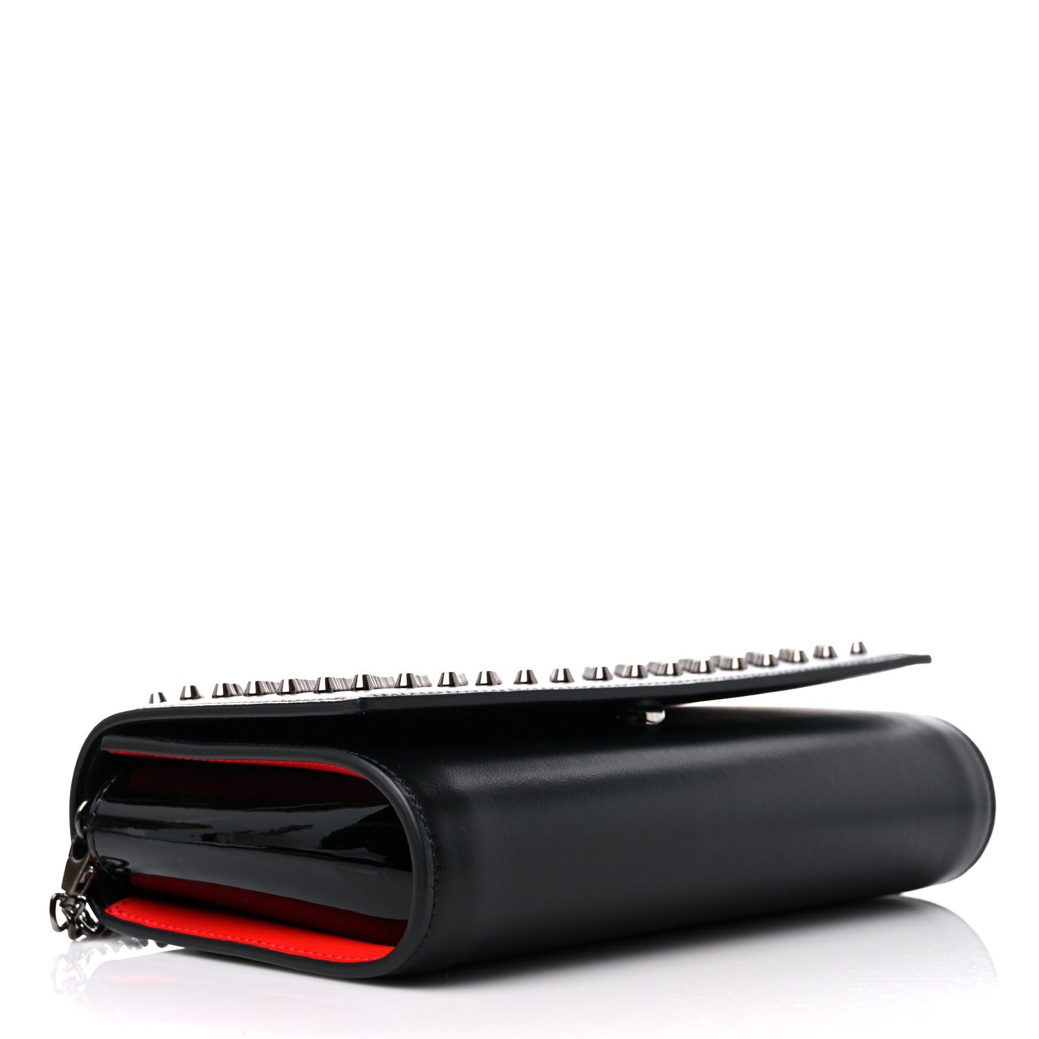 Christian Louboutin Calfskin Patent Spikes Paloma Clutch Black 4 of 9