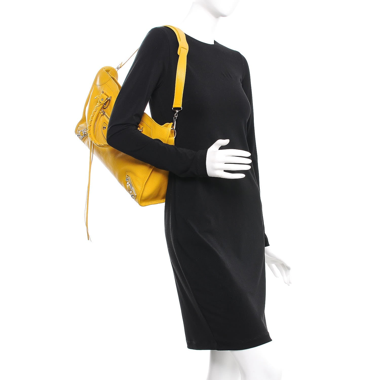 Balenciaga Chevre Silver Metallic Edge Hardware City Jaune Epi 2 of 8