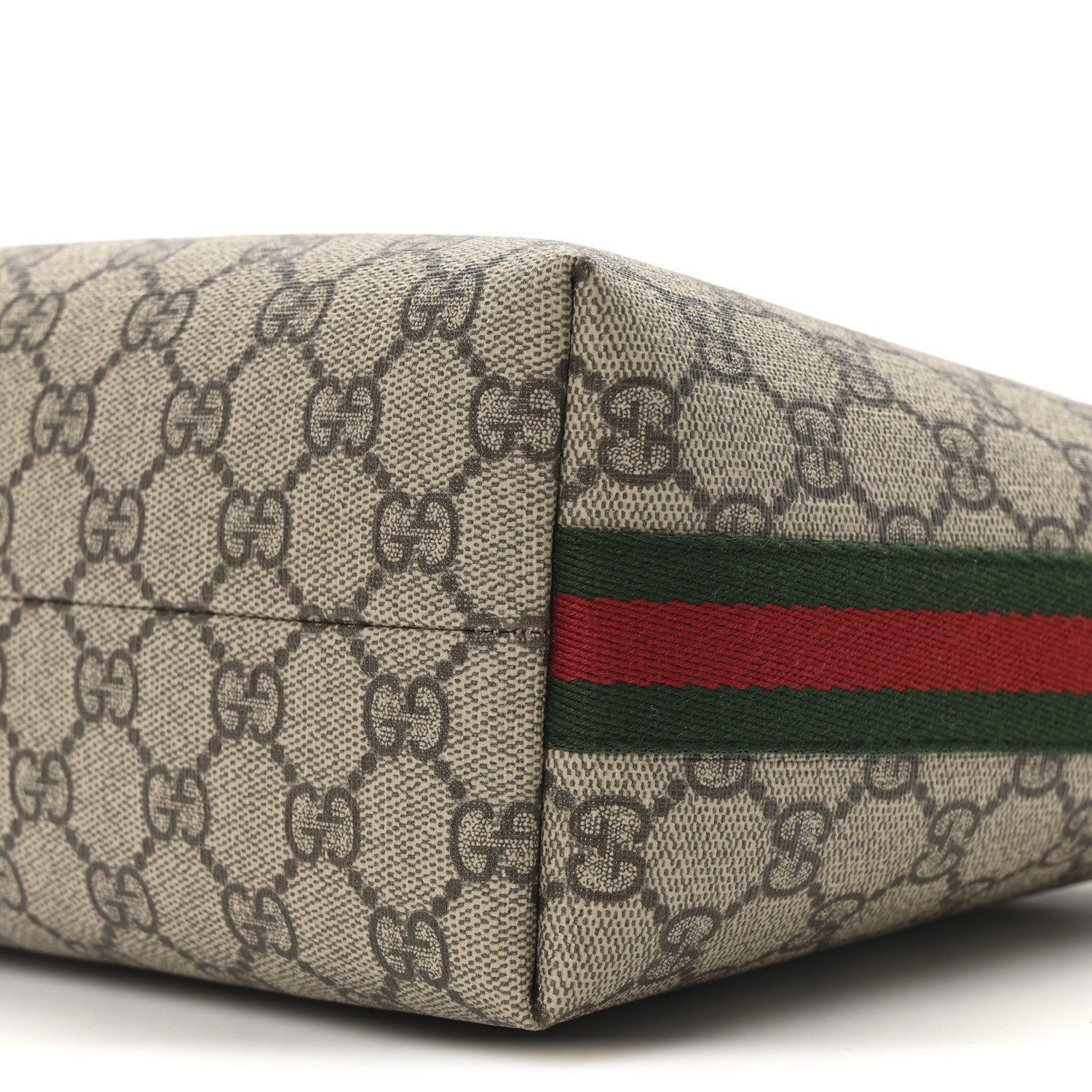 Gucci GG Supreme Monogram Textured Calfskin Web Super Mini Ophidia Shoulder Bag Beige Ebony New Acero 9 of 10